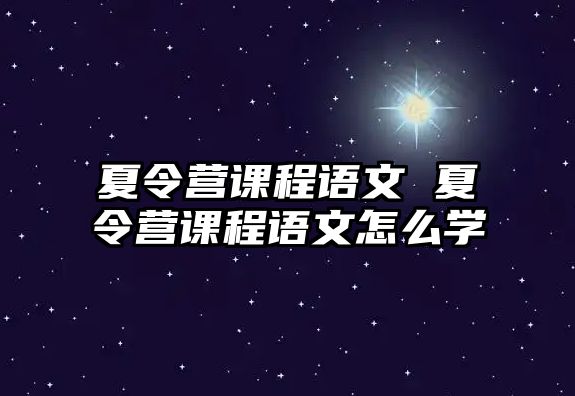 夏令營課程語文 夏令營課程語文怎么學