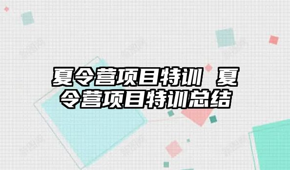 夏令營項目特訓 夏令營項目特訓總結