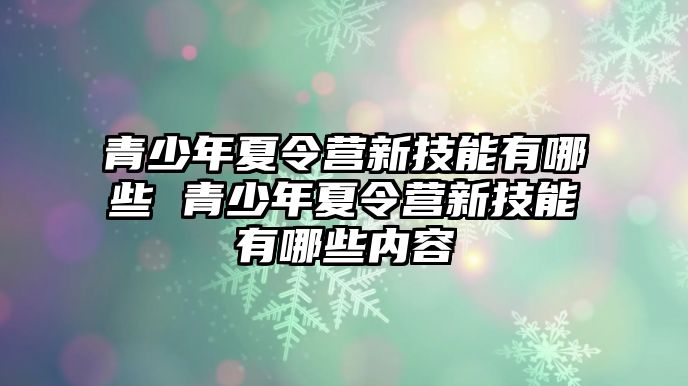 青少年夏令營新技能有哪些 青少年夏令營新技能有哪些內容