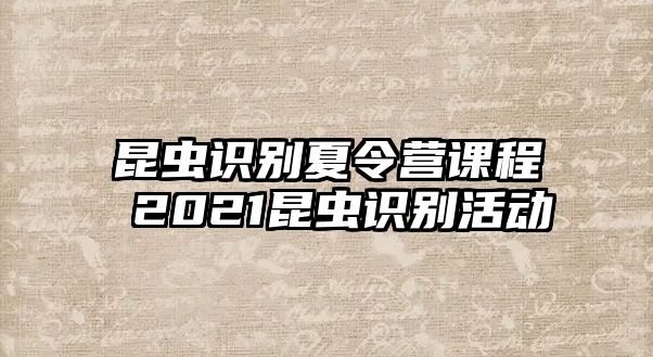 昆蟲識別夏令營課程 2021昆蟲識別活動