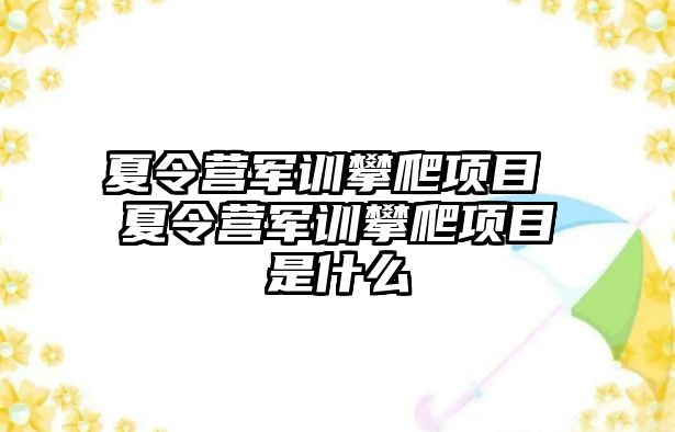 夏令營軍訓(xùn)攀爬項目 夏令營軍訓(xùn)攀爬項目是什么