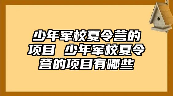 少年軍校夏令營的項目 少年軍校夏令營的項目有哪些