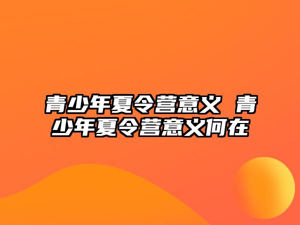 青少年夏令營意義 青少年夏令營意義何在