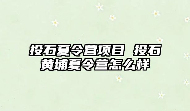 投石夏令營項目 投石黃埔夏令營怎么樣