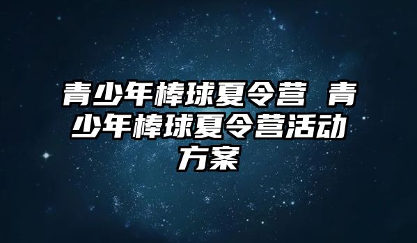 青少年棒球夏令營 青少年棒球夏令營活動方案