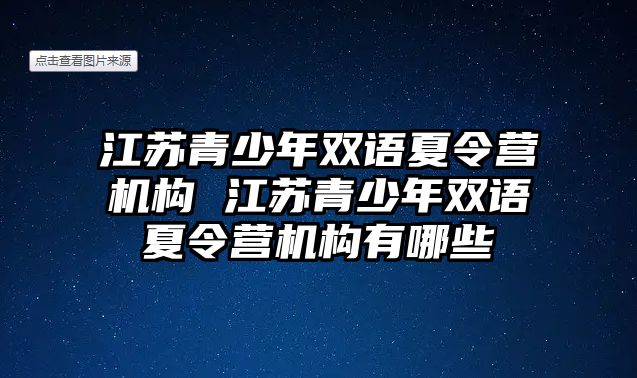 江蘇青少年雙語夏令營機構 江蘇青少年雙語夏令營機構有哪些