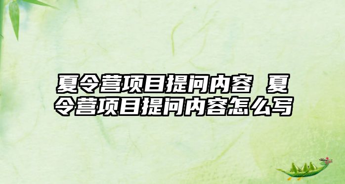 夏令營項目提問內容 夏令營項目提問內容怎么寫