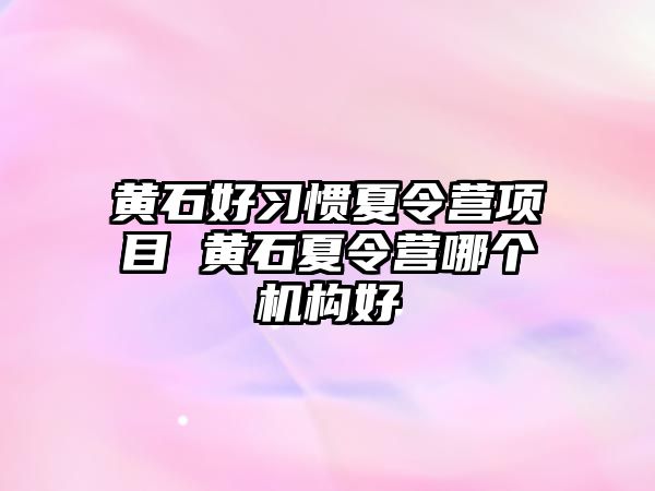 黃石好習慣夏令營項目 黃石夏令營哪個機構好