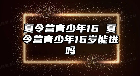 夏令營青少年16 夏令營青少年16歲能進嗎