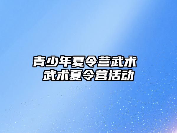 青少年夏令營武術 武術夏令營活動