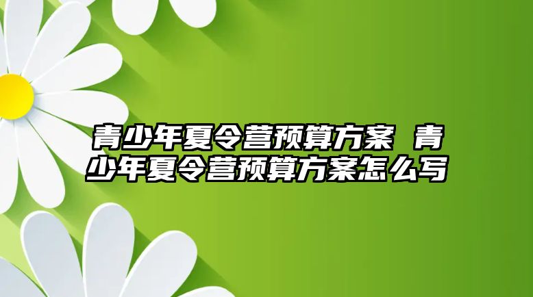 青少年夏令營預(yù)算方案 青少年夏令營預(yù)算方案怎么寫