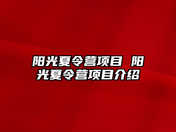 陽光夏令營項目 陽光夏令營項目介紹