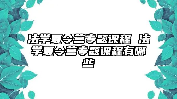 法學夏令營專題課程 法學夏令營專題課程有哪些