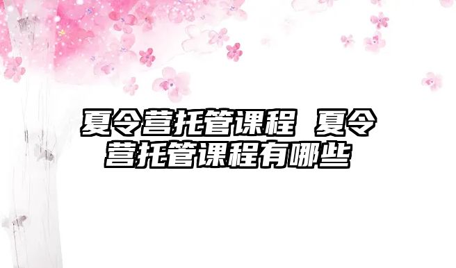 夏令營托管課程 夏令營托管課程有哪些