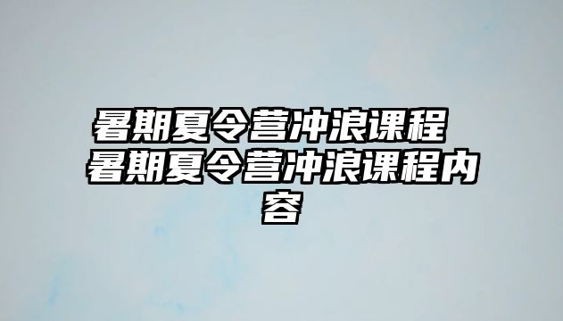 暑期夏令營沖浪課程 暑期夏令營沖浪課程內容