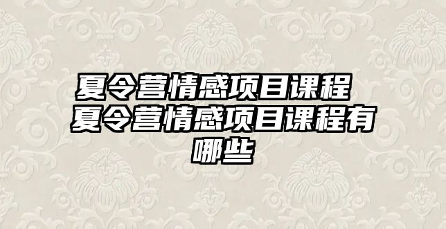 夏令營(yíng)情感項(xiàng)目課程 夏令營(yíng)情感項(xiàng)目課程有哪些