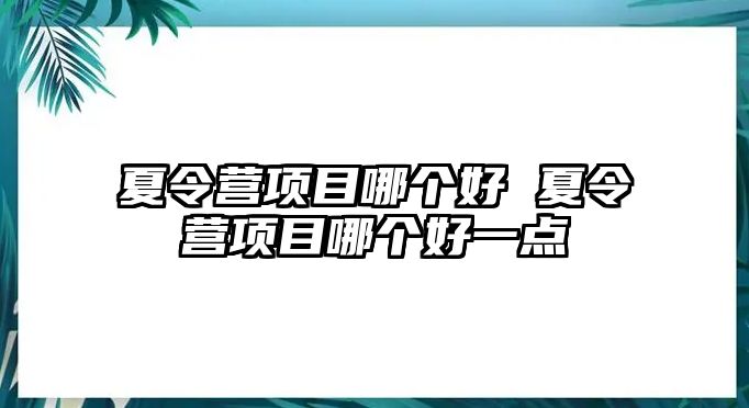 夏令營項目哪個好 夏令營項目哪個好一點