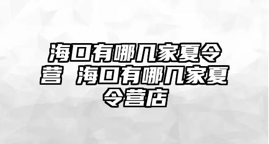 海口有哪幾家夏令營 海口有哪幾家夏令營店