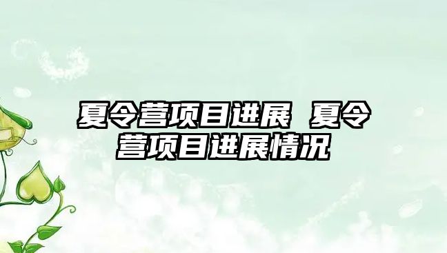 夏令營項目進展 夏令營項目進展情況