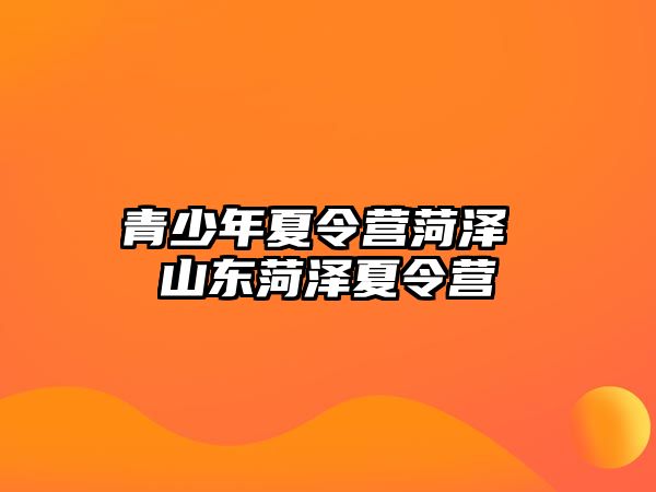 青少年夏令營菏澤 山東菏澤夏令營