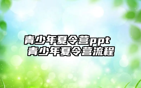 青少年夏令營ppt 青少年夏令營流程