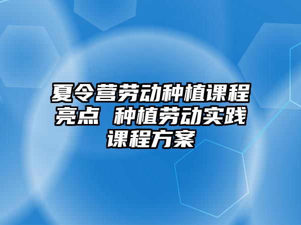 夏令營勞動種植課程亮點 種植勞動實踐課程方案