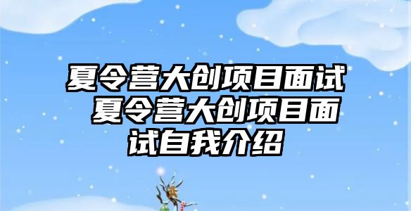 夏令營大創項目面試 夏令營大創項目面試自我介紹