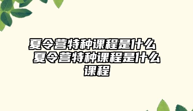 夏令營特種課程是什么 夏令營特種課程是什么課程