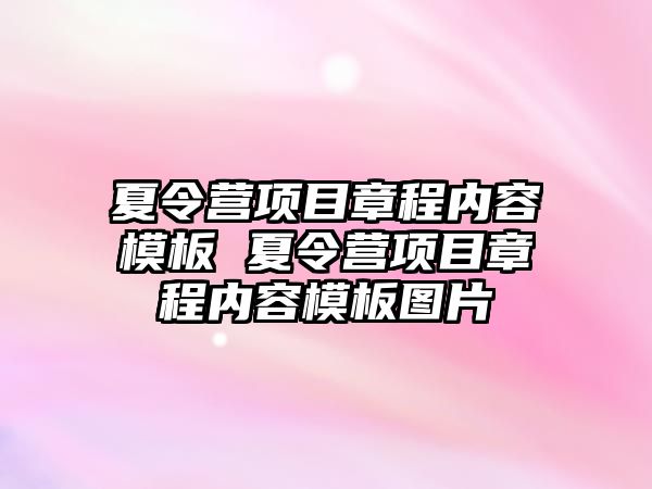 夏令營項目章程內(nèi)容模板 夏令營項目章程內(nèi)容模板圖片