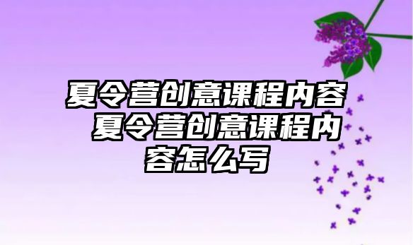 夏令營創意課程內容 夏令營創意課程內容怎么寫