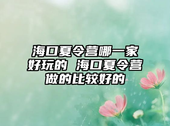 海口夏令營哪一家好玩的 海口夏令營做的比較好的