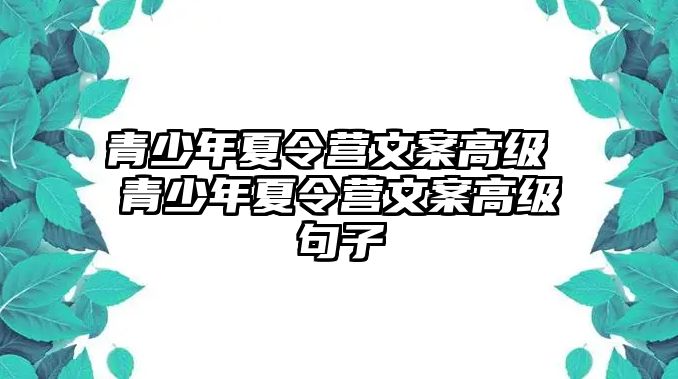 青少年夏令營文案高級 青少年夏令營文案高級句子