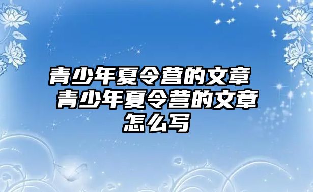 青少年夏令營的文章 青少年夏令營的文章怎么寫