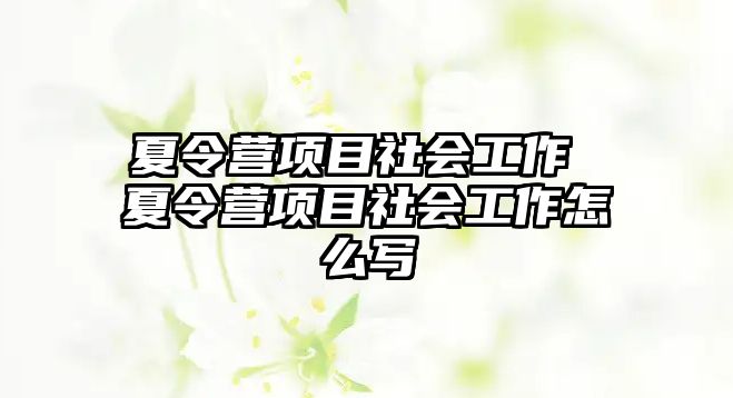 夏令營項(xiàng)目社會(huì)工作 夏令營項(xiàng)目社會(huì)工作怎么寫