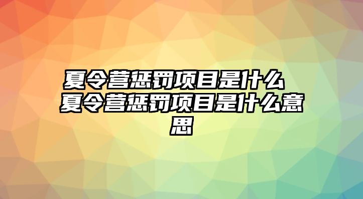 夏令營懲罰項目是什么 夏令營懲罰項目是什么意思