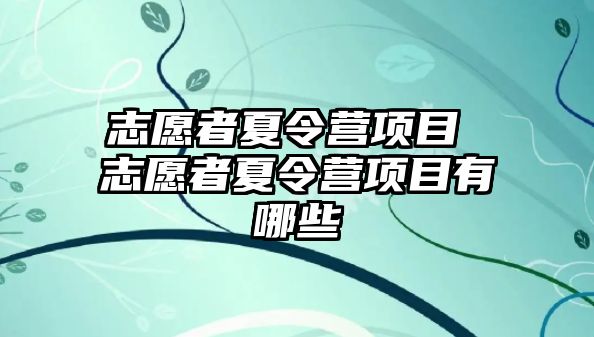 志愿者夏令營項目 志愿者夏令營項目有哪些