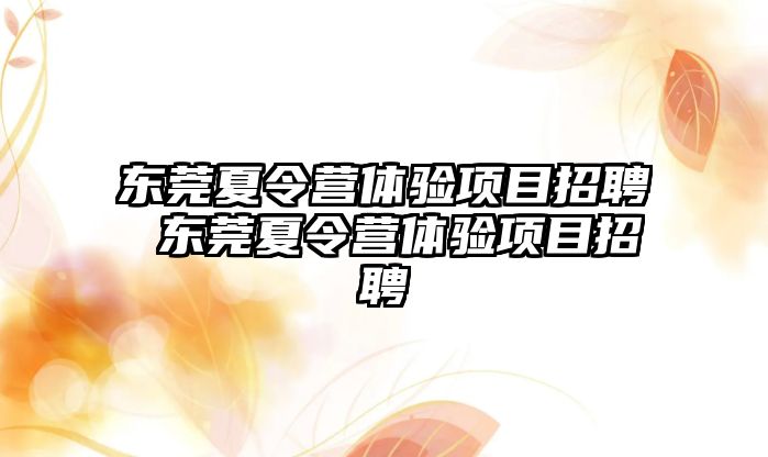 東莞夏令營體驗項目招聘 東莞夏令營體驗項目招聘