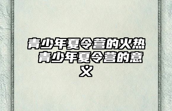 青少年夏令營的火熱 青少年夏令營的意義