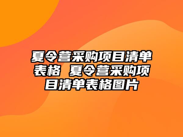 夏令營采購項目清單表格 夏令營采購項目清單表格圖片