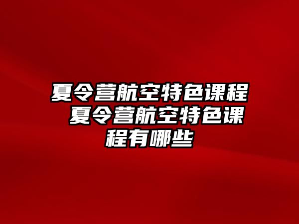 夏令營航空特色課程 夏令營航空特色課程有哪些