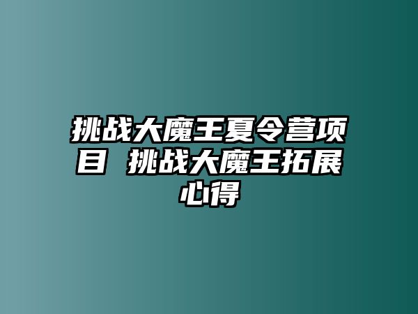 挑戰(zhàn)大魔王夏令營項(xiàng)目 挑戰(zhàn)大魔王拓展心得