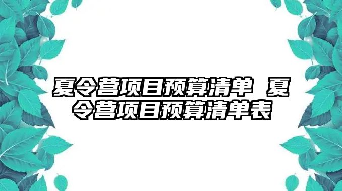 夏令營項目預算清單 夏令營項目預算清單表