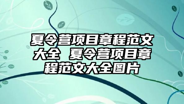 夏令營項目章程范文大全 夏令營項目章程范文大全圖片