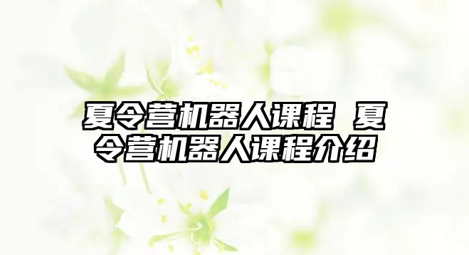 夏令營機器人課程 夏令營機器人課程介紹