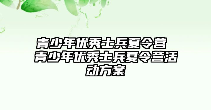 青少年優(yōu)秀士兵夏令營 青少年優(yōu)秀士兵夏令營活動方案