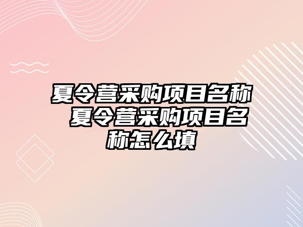 夏令營采購項目名稱 夏令營采購項目名稱怎么填