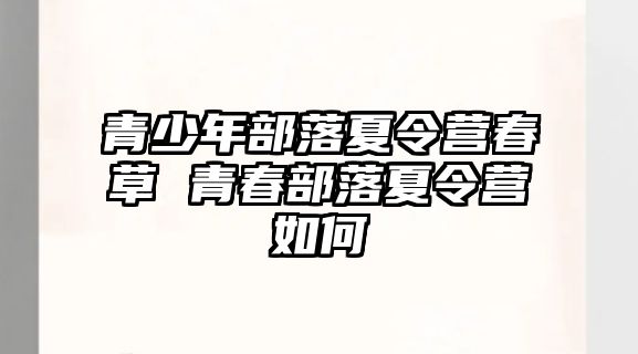 青少年部落夏令營春草 青春部落夏令營如何