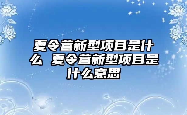 夏令營新型項(xiàng)目是什么 夏令營新型項(xiàng)目是什么意思