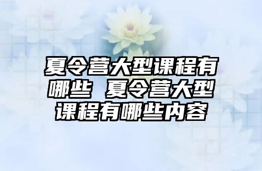 夏令營大型課程有哪些 夏令營大型課程有哪些內容