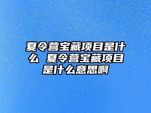 夏令營寶藏項目是什么 夏令營寶藏項目是什么意思啊